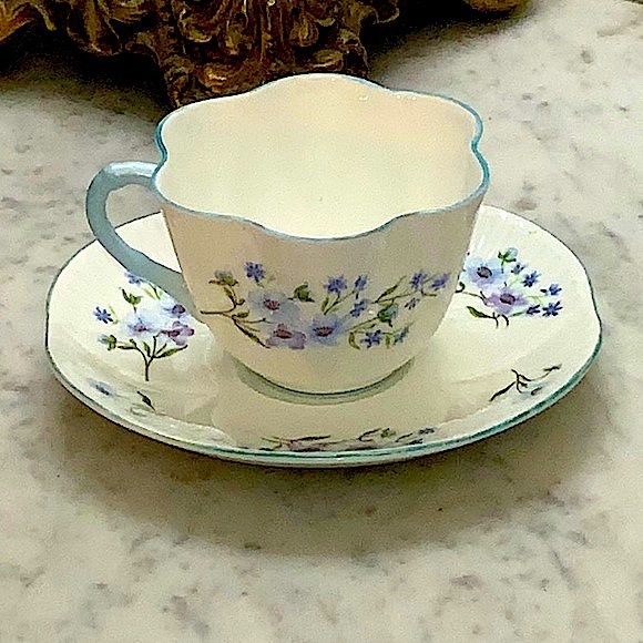 BLUE ROCK BY SHELLEY CUP & SAUCER SET VINTAGE ENGLAND FINE BONE CHINA - Picture 3 of 16